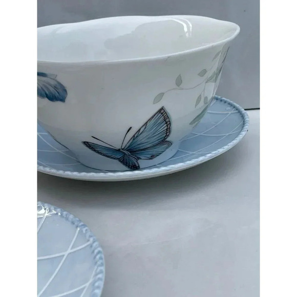 Lenox Butterfly Meadow Blue Two Rice Bowls and 3 Small Plates Porcelain 6"x3" - Picture 8 of 16